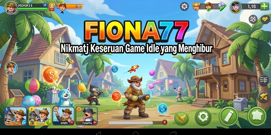 Tangkapan layar utama gameplay FIONA77 menampilkan berbagai karakter yang menarik.