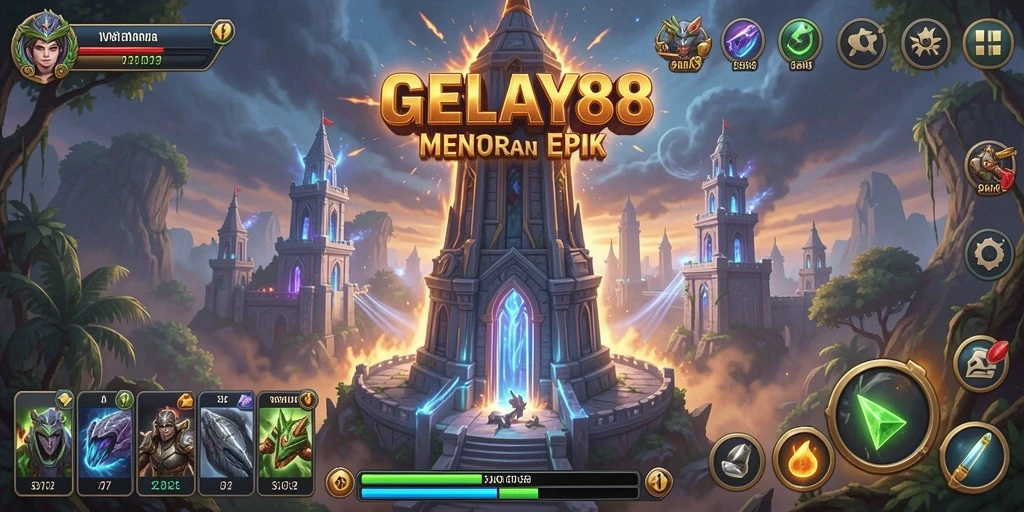 Tampilan gameplay menara pertahanan yang mendebarkan di GELAY88.