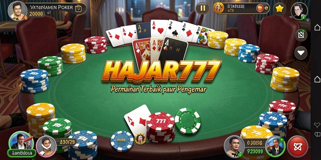 Tampilan gameplay Poker yang seru di HAJAR777.