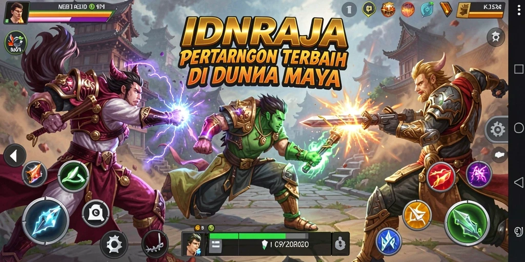 Tangkapan layar gameplay IDNRAJA dengan pertarungan yang mendebarkan.