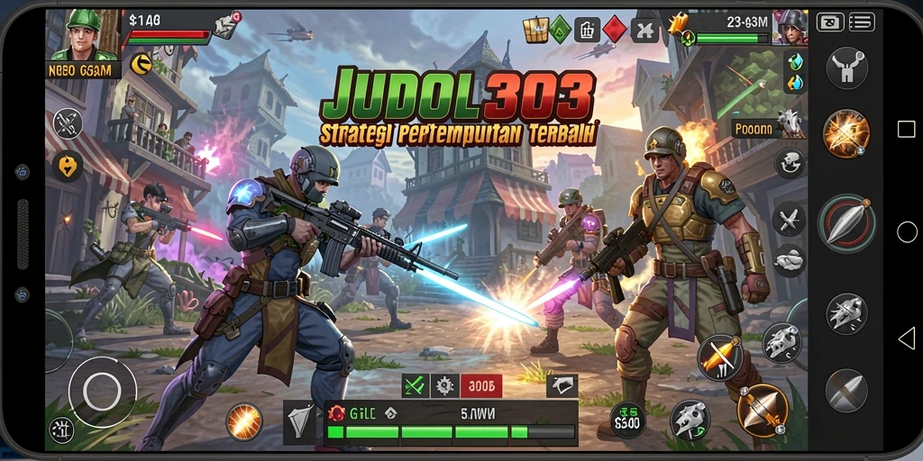 Screenshot gameplay JUDOL303 menampilkan aksi pertempuran strategi yang mendebarkan.