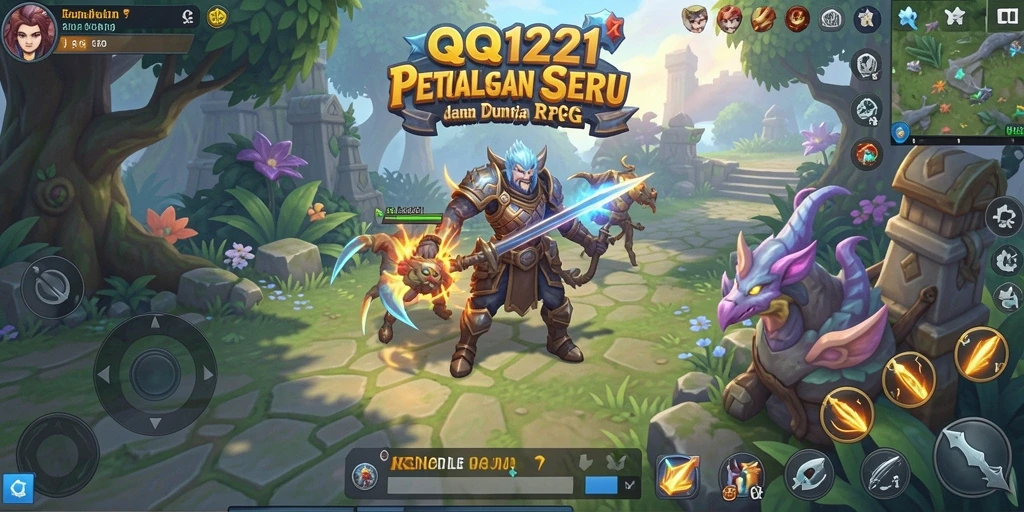 Screenshot menunjukkan pertarungan intens di dunia RPG QQ1221.