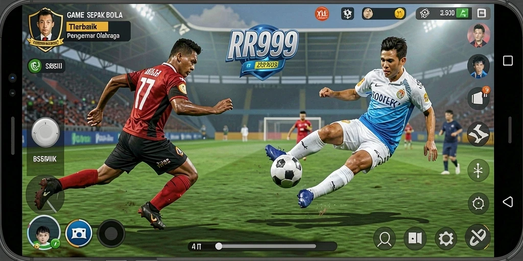 Gameplay RR999 yang mendebarkan dengan aksi sepak bola intens.