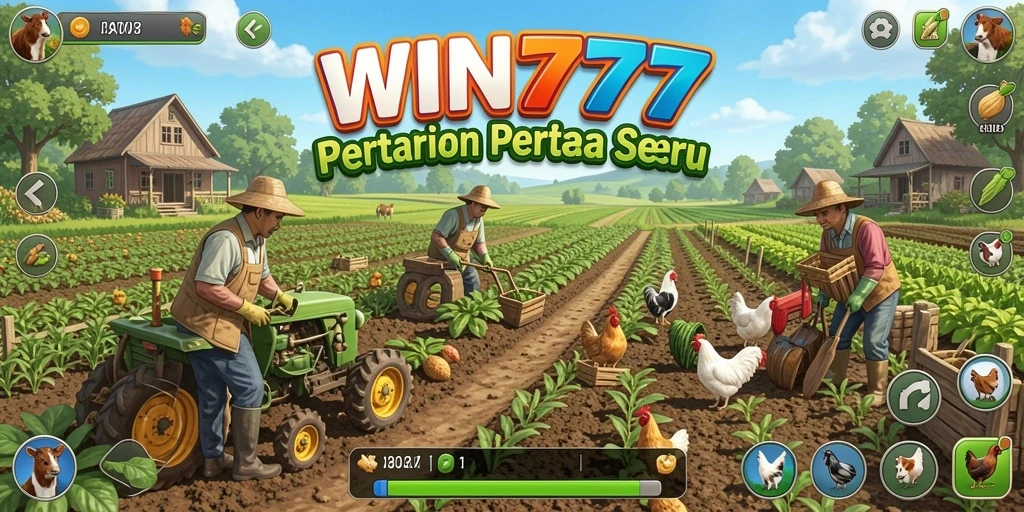 Tampilan gameplay WIN777 yang menawan saat bertani di ladang.