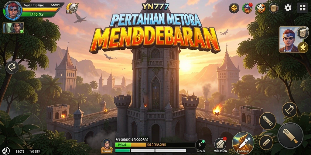 Tampilan gameplay seru YN777 dengan pertahanan menara strategis.